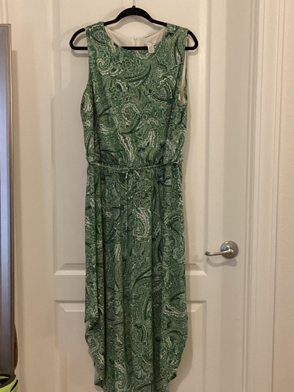 London Times Green Paisley Maxi with Waist Tie